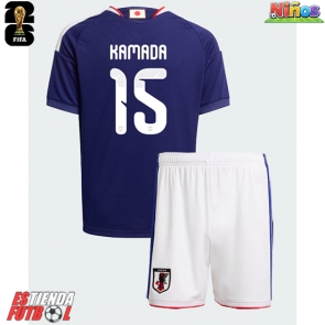 Japón Daichi Kamada #15 Primera Equipación Niños Mundial 2026 Manga Corta (+ Pantalones cortos)